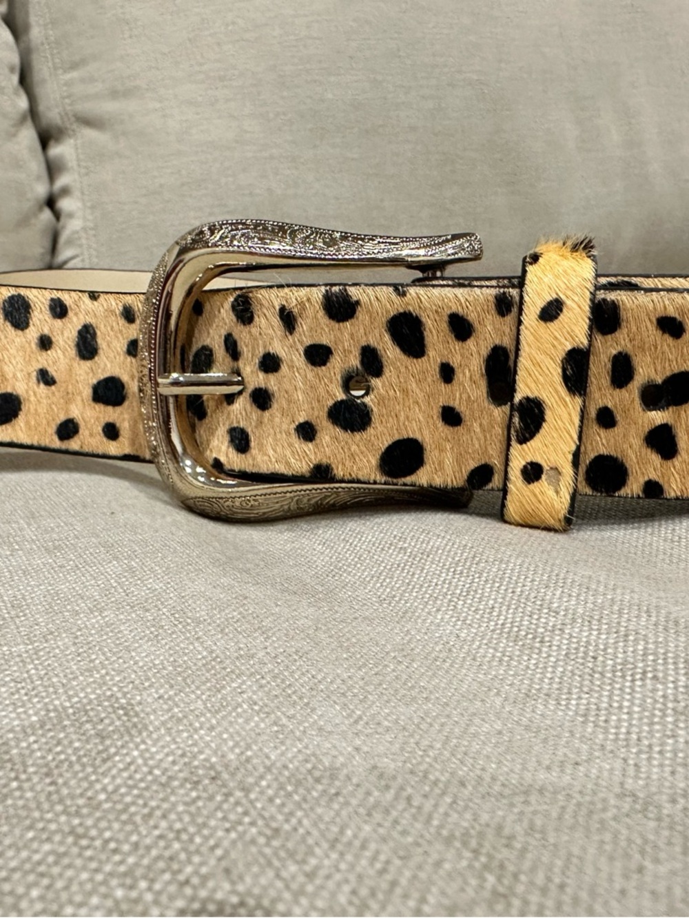 Topshop Leopard Print Haircalf Belt with Gold Buckle